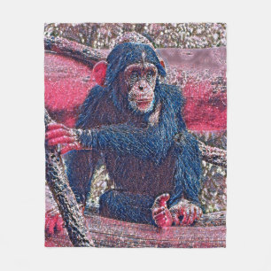 GlitzyAnimal_Chimpanzee_001 Fleecedecke
