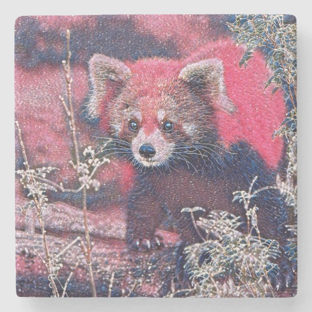 GlitzyAnimal_RedPanda_005 Steinuntersetzer (Vorderseite)