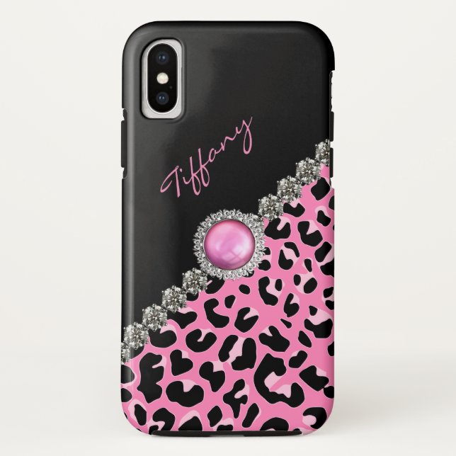 Glitzzy Pink Jaguar Print Case-Mate iPhone Hülle (Rückseite)