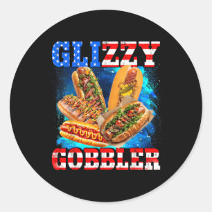 Glizzy Gobbler Lustiger Hotdog 4. Juli Bbq Patriot Runder Aufkleber