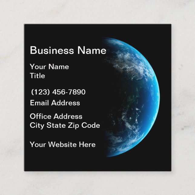 Global Business Cards von Earth Space Quadratische Visitenkarte (Vorderseite)
