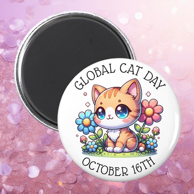 Global Cat Day 16. Oktober Magnet (Von Creator hochgeladen)