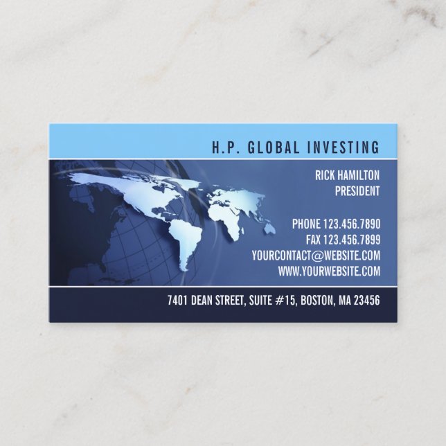 Global International Map Business Card Visitenkarte (Vorderseite)