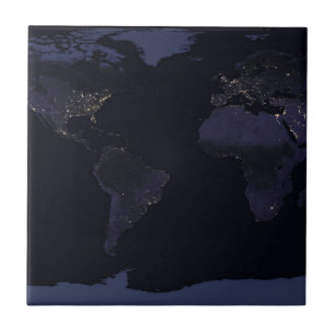 Global Map Earth's City Lights at the Night. Fliese