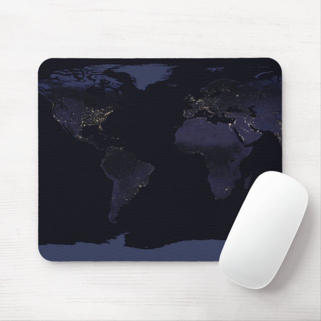 Global Map Earth's City Lights at the Night. Mousepad (Mit Mouse)