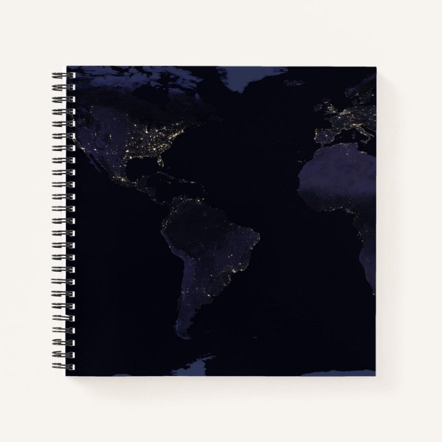 Global Map Earth's City Lights at the Night. Notizbuch (Vorderseite)