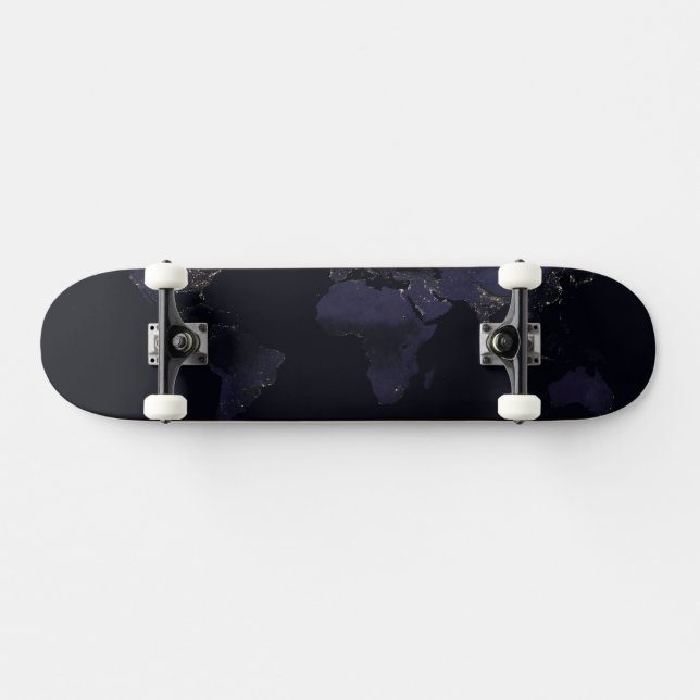 Global Map Earth's City Lights at the Night. Skateboard (Horizontal)