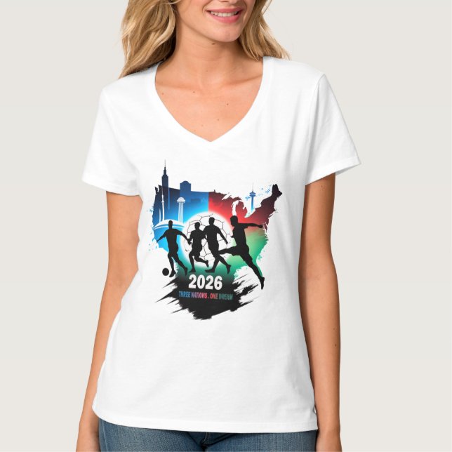 Global Soccer 2026 Three Nations. One Dream.  T-Shirt (Vorderseite)