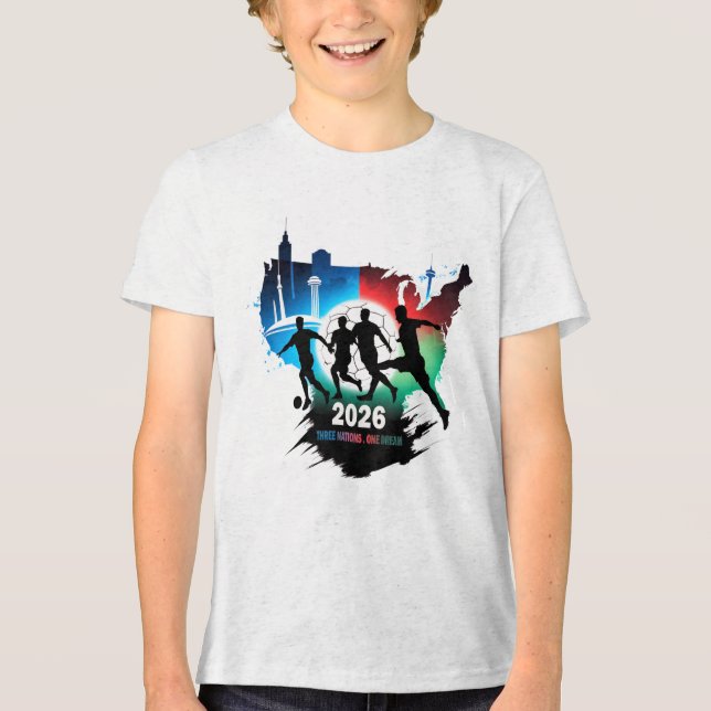 Global Soccer 2026 Three Nations. One Dream.  Tri-Blend Shirt (Vorderseite)