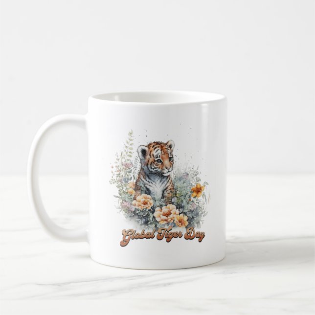 Global Tiger Day, Aquarellbecher Kaffeetasse (Links)