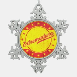 Global Traveller - Extremadura, Spanien Schneeflocken Zinn-Ornament