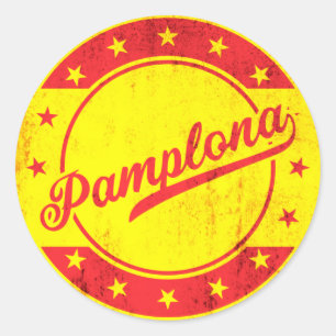 Global Traveller - Pamplona, Spanien Runder Aufkleber