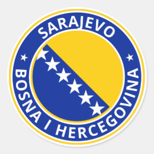 Global Traveller - Sarajevo, Bosna i Hercegovina Runder Aufkleber