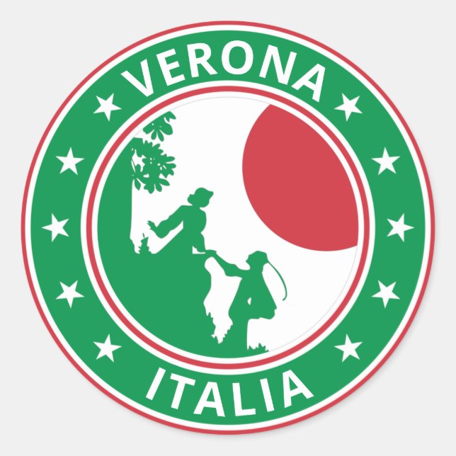 Global Traveller - Verona, Italien T - Shirt Runder Aufkleber (Vorderseite)