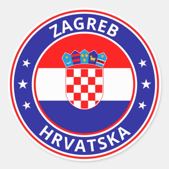 Global Traveller - Zagreb, Hrvatska | Kroatien Runder Aufkleber (Vorderseite)