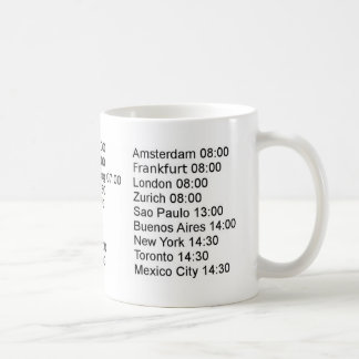 Globale Börse-Öffnungszeiten Kaffeetasse