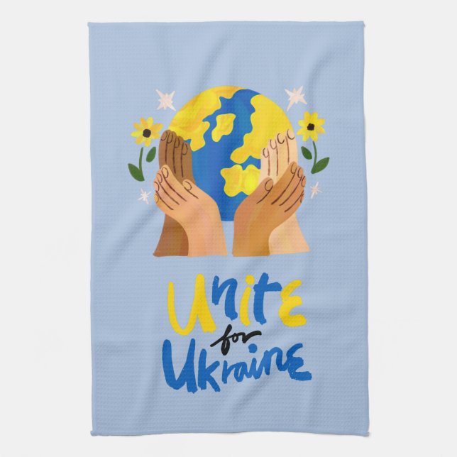 Globale Einheit für die Ukraine Geschirrtuch (Vertikal)