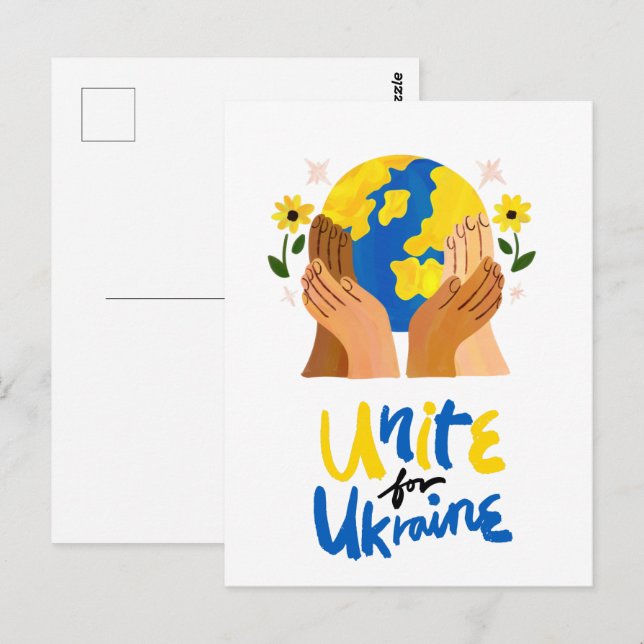 Globale Einheit für die Ukraine Postkarte (Vorne/Hinten)