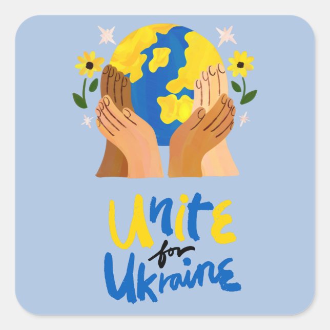 Globale Einheit für die Ukraine Quadratischer Aufkleber (Vorderseite)