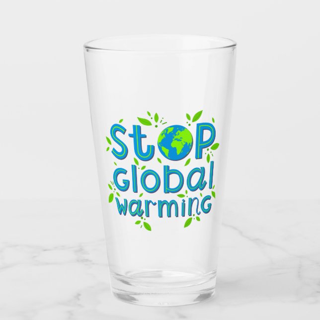 Globale Erwärmung stoppen Glas (Vorderseite)