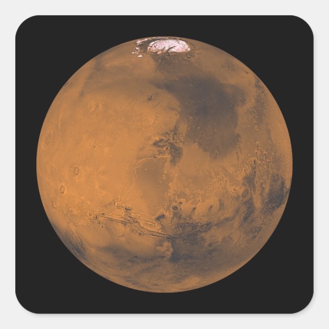 Globale Farbansicht der Mars Quadratischer Aufkleber (Vorderseite)