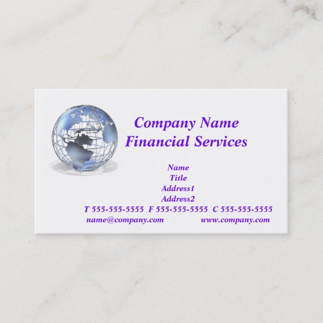 Globale Finanzservice-Visitenkarte Visitenkarte (Vorderseite)