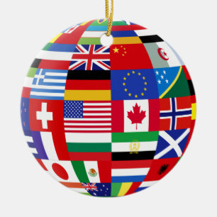 Globale Flaggen Andenken Weihnachtsbaumschmuck Keramikornament