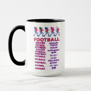Globale Frauenfußball-Mehrsprachige Namen Sportfan Tasse