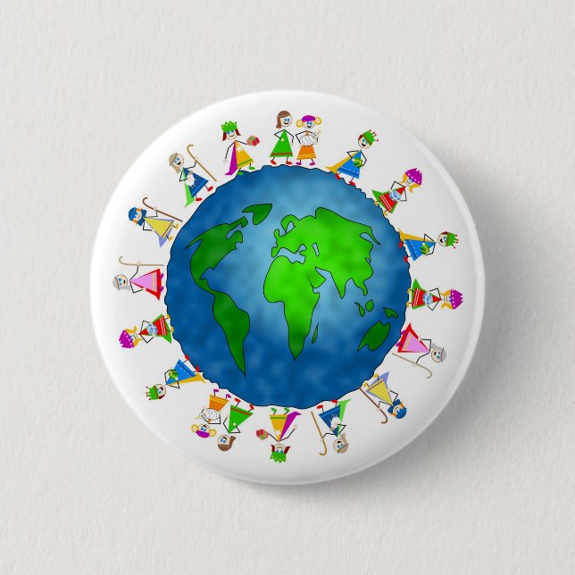Globale Geburt Christis-Kinder Button (Vorderseite)