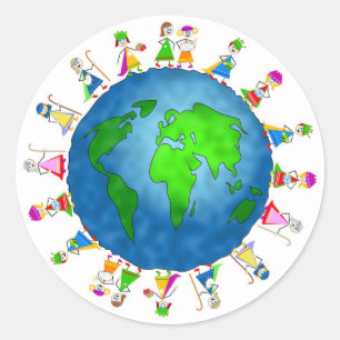 Globale Geburt Christis-Kinder Runder Aufkleber