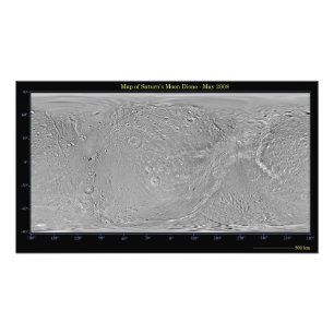 Globale Karte von Saturns Mond Dione Fotodruck
