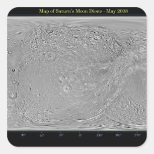 Globale Karte von Saturns Mond Dione Quadratischer Aufkleber