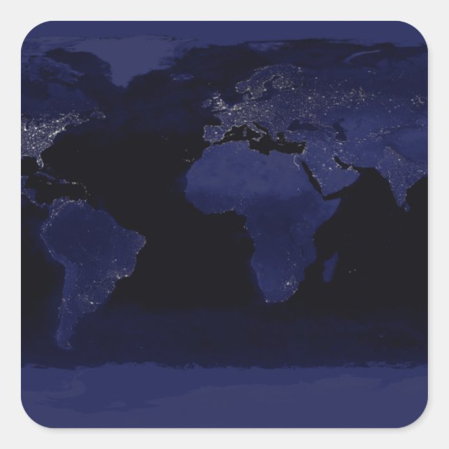 Globale Sicht auf die Lichter der Stadt Quadratischer Aufkleber (Vorderseite)