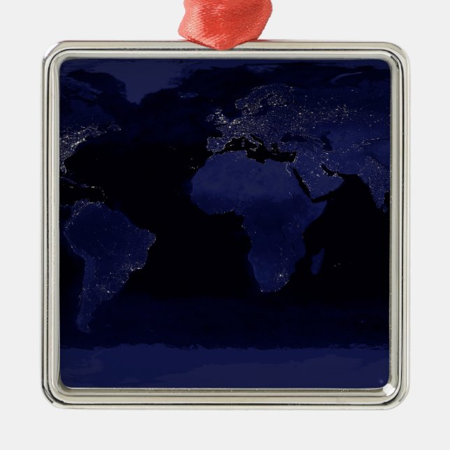 Globale Sicht auf die Lichter der Stadt Silbernes Ornament (Vorne)
