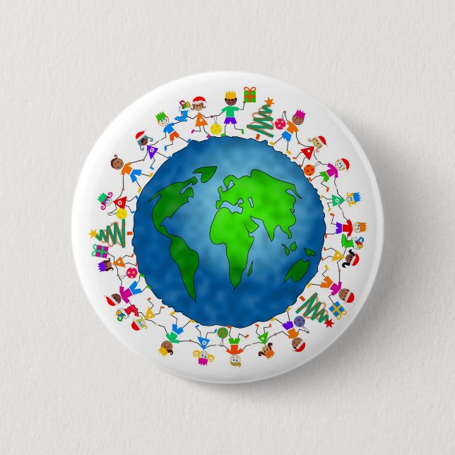 Globale Weihnachtskinder Button (Vorderseite)