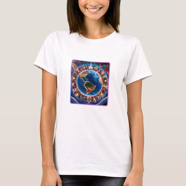 Globaler Weihnachtsanker: Einheit und Freude feier T-Shirt (Vorderseite)