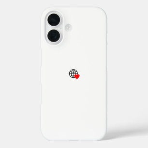 Globales Mitgefühl - Minimalistisches Heart & Glob iPhone 16 Hülle