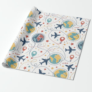 Globales Reiseflugmuster (1) Geschenkpapier