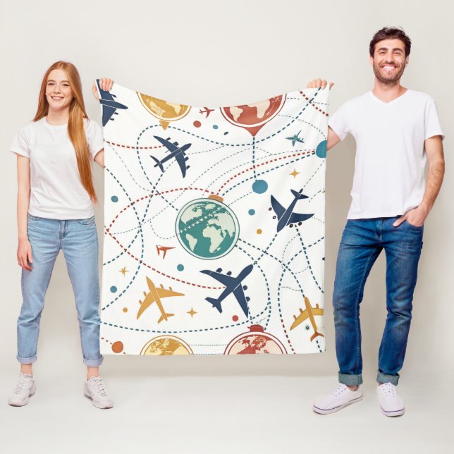 Globales Reiseflugmuster (2) Fleecedecke (Beispiel)
