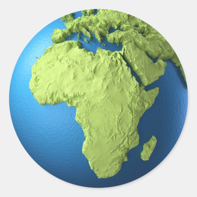Globe 3d Abgeschieden auf Weiß. Kontinentales Afri Runder Aufkleber (Vorderseite)