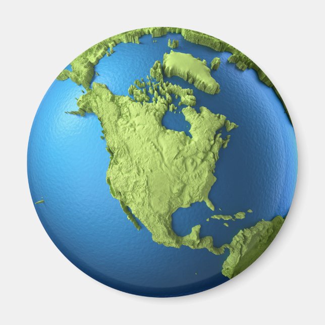 Globe 3d abgeschieden auf weiß.Kontinentales Norda Magnet (Vorne)