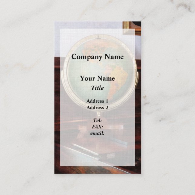 Globe auf Piano Visitenkarte (Vorderseite)