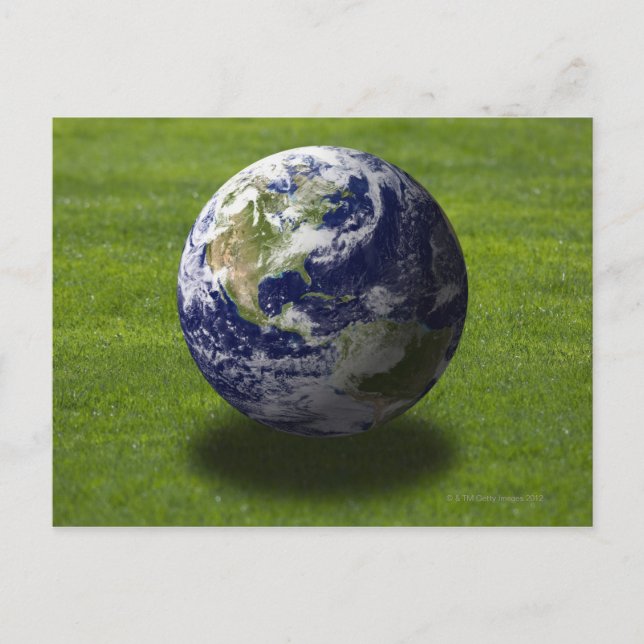 Globe auf Rasen 4 Postkarte (Vorderseite)