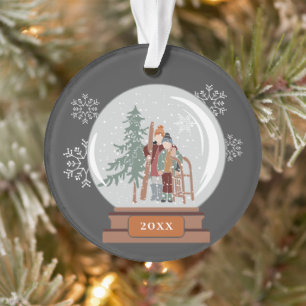 Globe de neige de Noël Personnes & Skis Personna