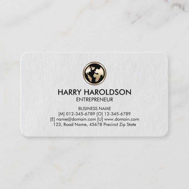 Globe Icon Entreprneur Premium Business Card Visitenkarte (Vorderseite)
