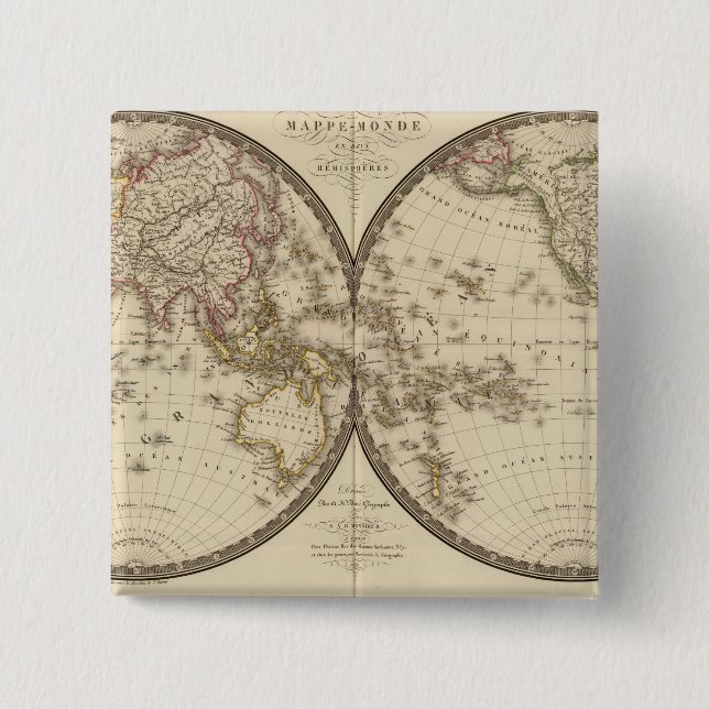 Globe in zwei Hemisphären Button (Vorderseite)