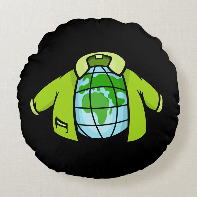 Globe Jacket Rundes Kissen (Vorderseite)