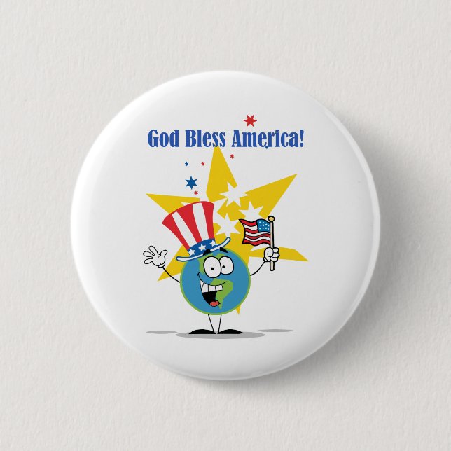Globe mit amerikanischer Flagge Button (Vorderseite)