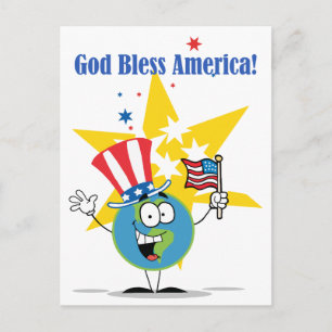 Globe mit amerikanischer Flagge Postkarte