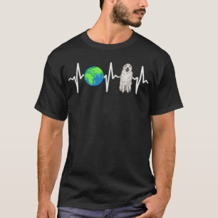 Globe Planet Earth Great Pyrenäen Heartbeat Dog Lo T-Shirt